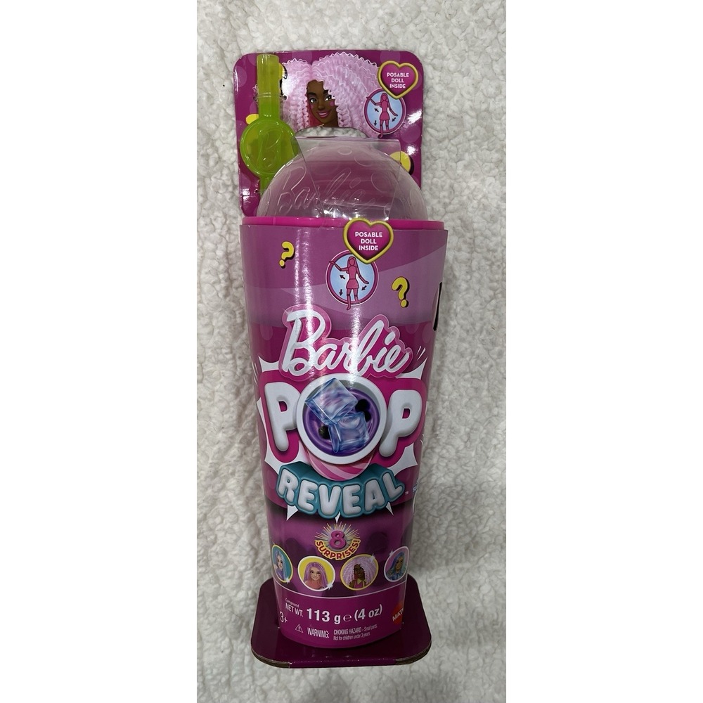 BARBIE DOLL Pop Reveal BOBA in Pink BERRY BLISS Cup w 8 SURPRISES New SEALED NIB